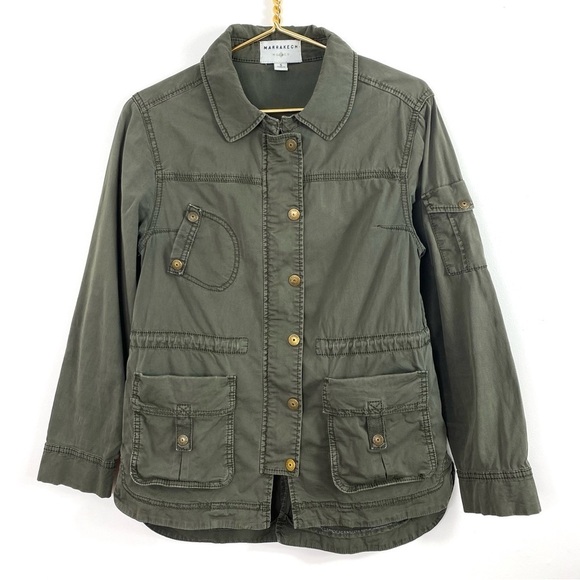 ANTHROPOLOGIE Marrakech Cargo Utility Jacket in Army Green Size S - Picture 2 of 10